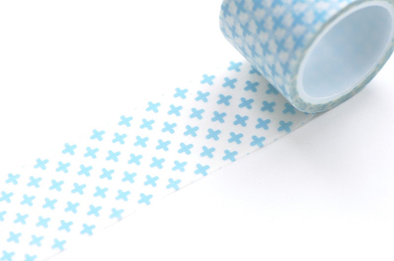 Blue Adhesive Washi Tape 30mm Wide x 5M Roll (1" x 5 yards) No.13127