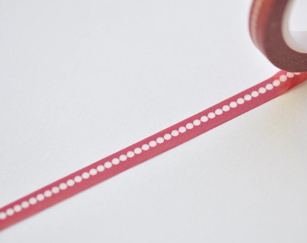 Red Skinny Dot Washi Tape 10mm x 10M Roll No.12487