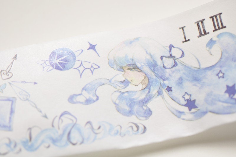 Blue Deco Tape Journaling Supplies Adhesive Washi Tape 50mm Wide x 3M Roll No.12485