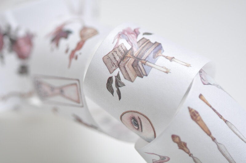 Retro Rose Flower Piegon Washi Tape Scrapbooking Tape 40mm wide x 5 Meters No.12571