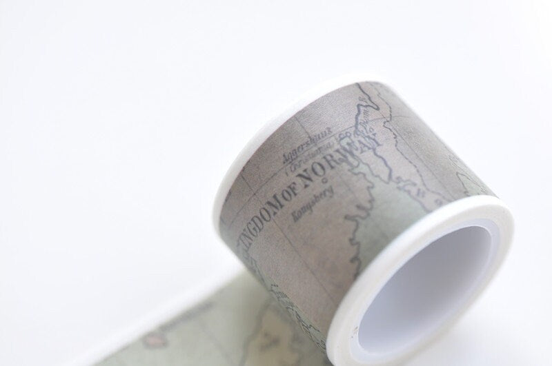 World Map Washi Tape Nautical Map 30mm Wide x 5M No.12559