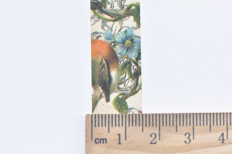 Retro Birds Flowers Washi Tape 15mm x 5 Meters Roll No.13328