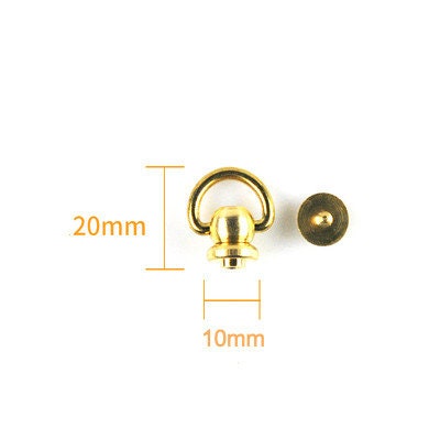 Brass Screwed Studs Back Pull Ring Button Leather Hardware