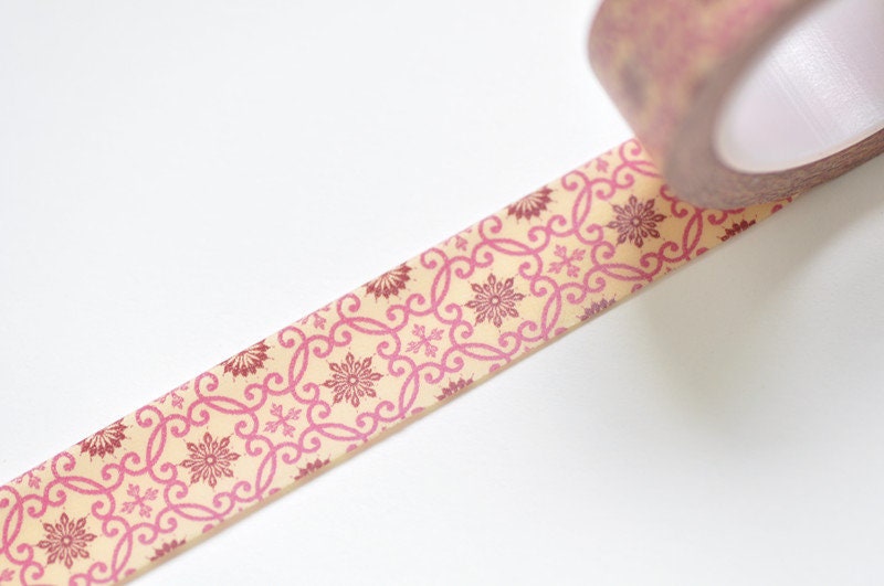 Fancy Floral Pattern Masking Washi Tape 15mm x 10M Roll No.12755