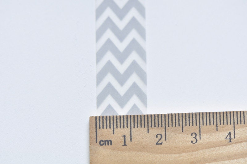 Silver Grey Chevron Washi Tape Scrapbooking Tape 15mm Wide x 5M Roll No.12752