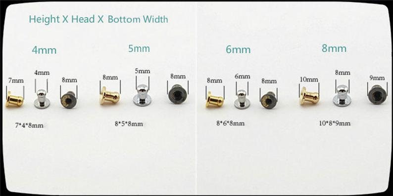 Screwed Studs Button For Diy Purse/ Belt Stud 2 Sets A Pack 4mm/5mm/6mm/8mm/10mm Pick Color And Size