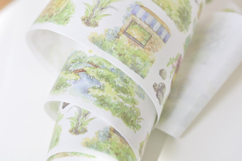 Retro Washi Tape Garden Flower Super Wide Masking Tape 75mm Wide x 3 Meters Roll No.12260