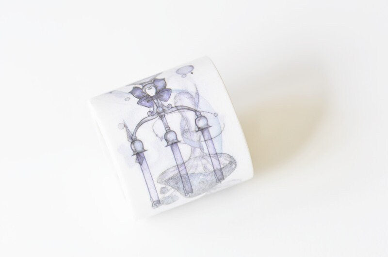 Retro Blue Wide Washi Tape Envelope Mushroom Teapot Masking Tape  35mm x 5 Meters No.12269