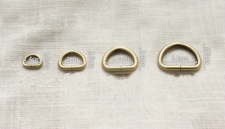 Bronze D Rings Handbag Marker 2pcs A Pack Inner Width 14mm/20mm/25mm