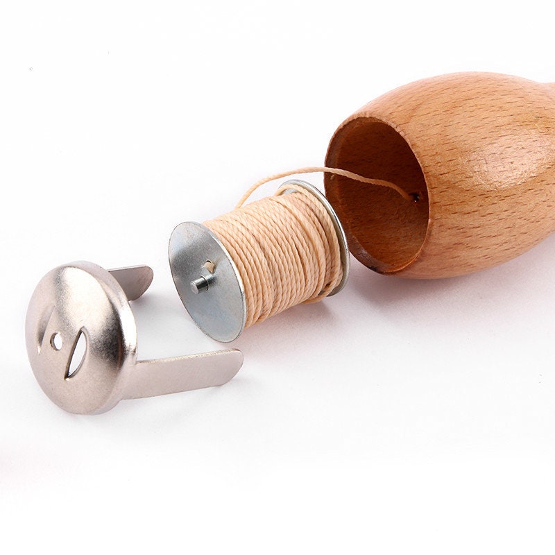 Stitching Awl Sewing Leather Wood Handle And 2 Needles Set