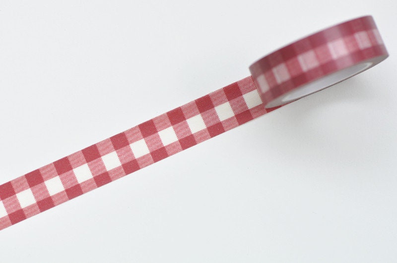 A Roll White Pattern On Red Washi Tape / Pattern Self-adhesive Tape 15mm Wide x 10 Meters No.12137