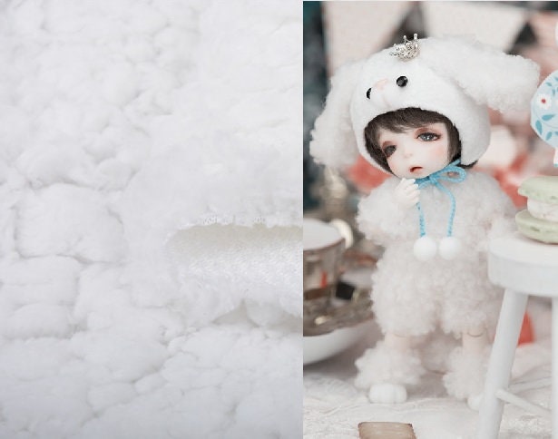 160cm x 48cm ( 63"x 19") White Teddy Bears Fabric Doll Making White Fur