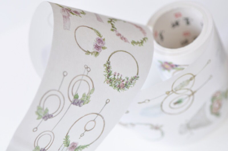 Vintage Floral Wreath Washi Tape 55mm wide x 3M No.13338