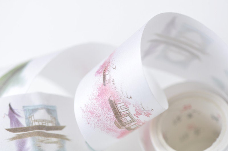 Vintage House Washi Tape Lined Japanese Masking Deco Tape 35mm x 3 Meters Roll No.12815