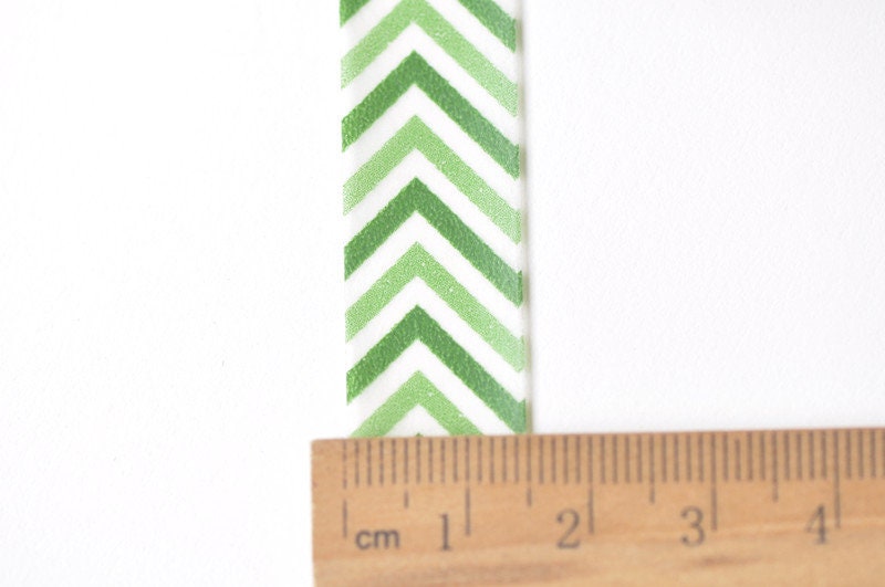 Green Chevron Wave Washi Tape 15mm Wide x 10M Roll No.12175