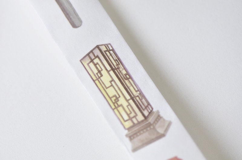 Retro Lamp Washi Tape Classic Lined Paper Tape 20mm x 3 Meters Roll No.12999