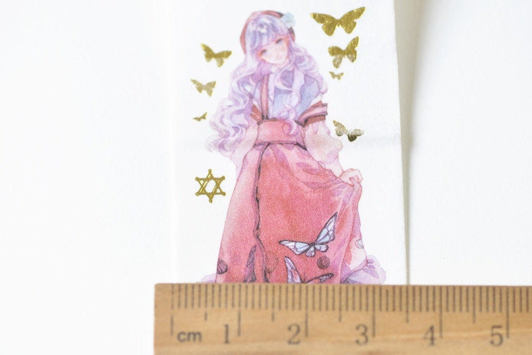 Girls Washi Tape Foil Gold Paper Tape Lined 30mm x 3M No.13053