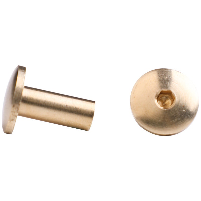 11mm Brass Hexagon Screws Leatherworking Screws Belt Stud 2 Sets (2 button+2 bottom screw) A Pack
