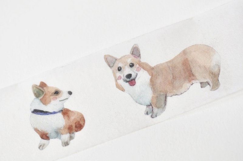Cute Dog Washi Tape Corgi Journal Tapes 30mm Wide x 5M Roll No.12804