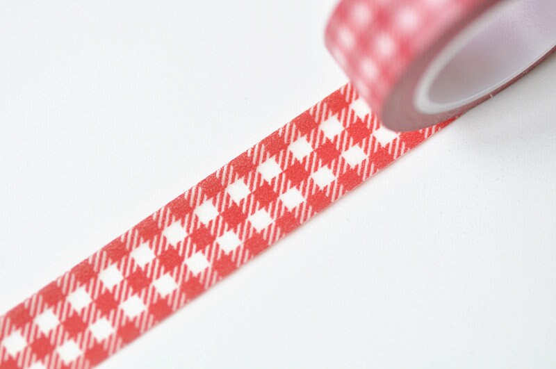 Red Grid Pattern Washi Tape Journal Supplies 15mm Wide x 10M Roll No.12721