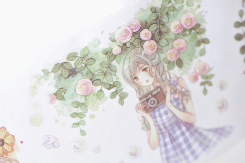 Lovely Girls Masking Tape Wide Masking Tape Lined Journal Tape 60mm x 3M No.12943