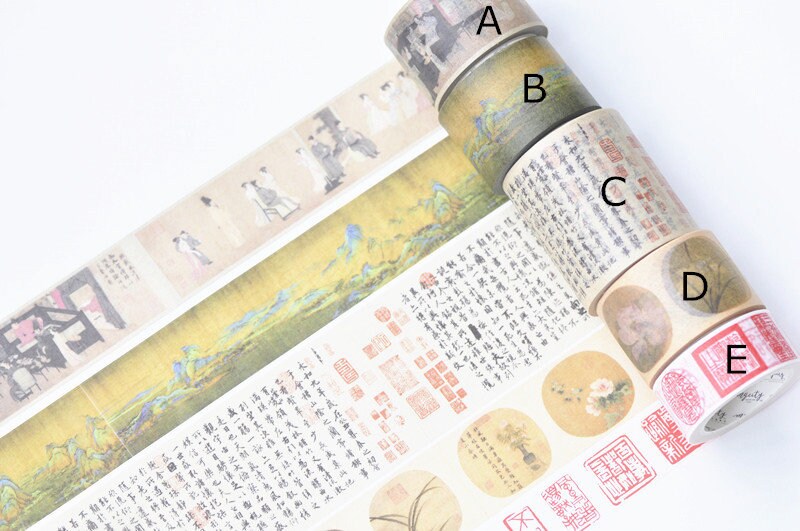 Asian Culture Vintage Washi Tape/ Handwriting Japanese Masking Tape 20/30/50mm x 8 Meters
