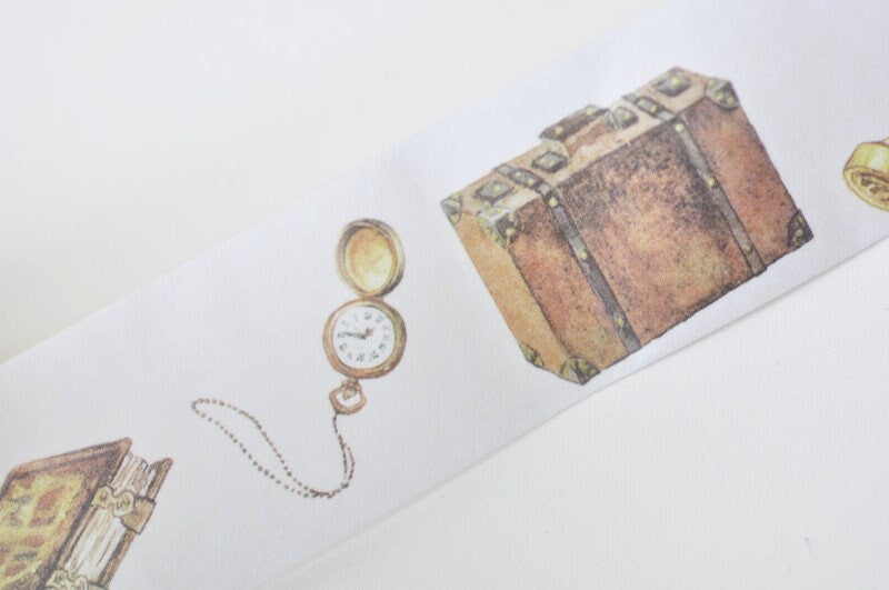 Retro Wide Washi Treasure Box Lined Masking Tape 30mm Wide x 5M Long No.13020