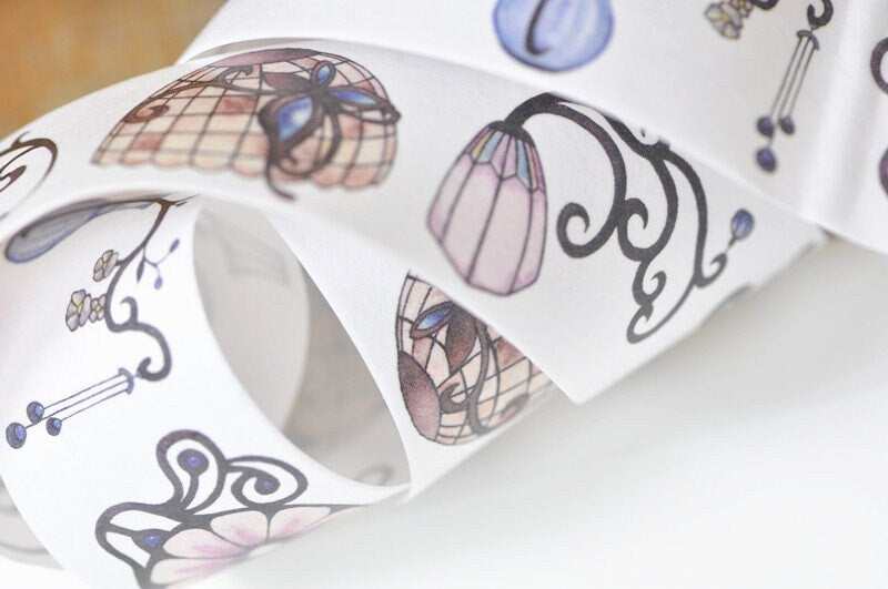 Vintage Lamp Washi Tape Lined Journal Tape 35mm wide x 5M No.13025