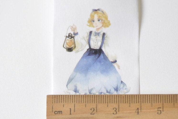 Lovely Girls In Blue Dressing Washi Tape Lined Journalling Tape 40mm x 5 Meters No.13023
