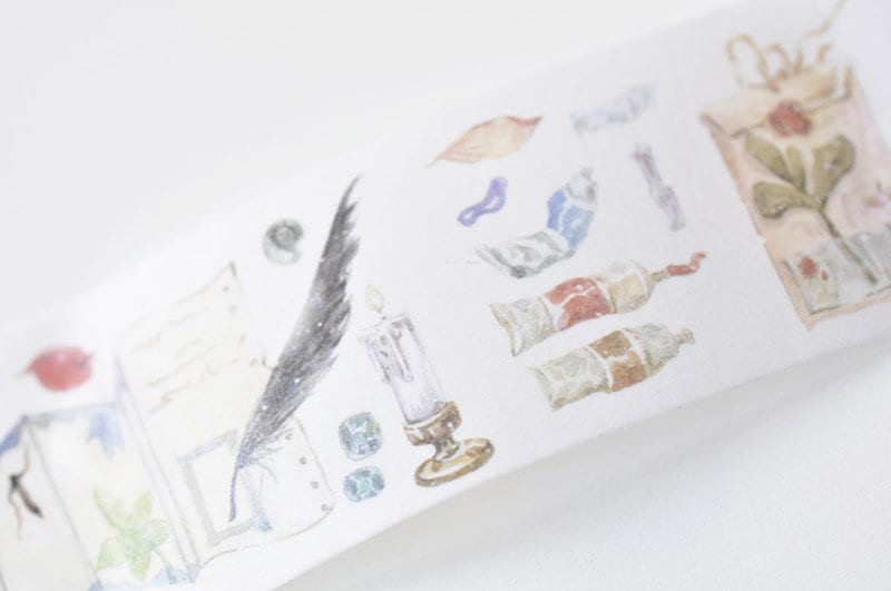 Retro Feather Washi Tape Japanese Masking Tape Lined  35mm x 3M Roll No.13044