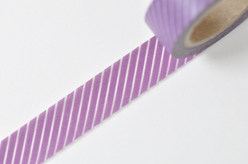 Purple Stripe Washi Tape 15mm Wide x 10 Meters Long No.10584