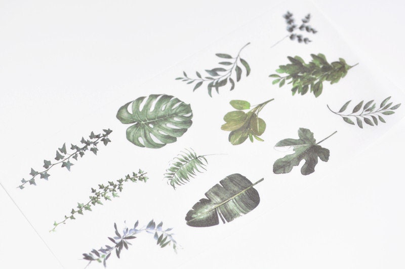 Cute Leaves Stickers Scrapbooking Stationery Tool Set of 3 Pages ----10cm x 20cm