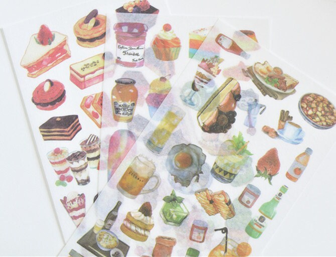 Cute Food Stickers Scrapbooking Stationery Tool Set of 3 Pages ----10cm x 20cm