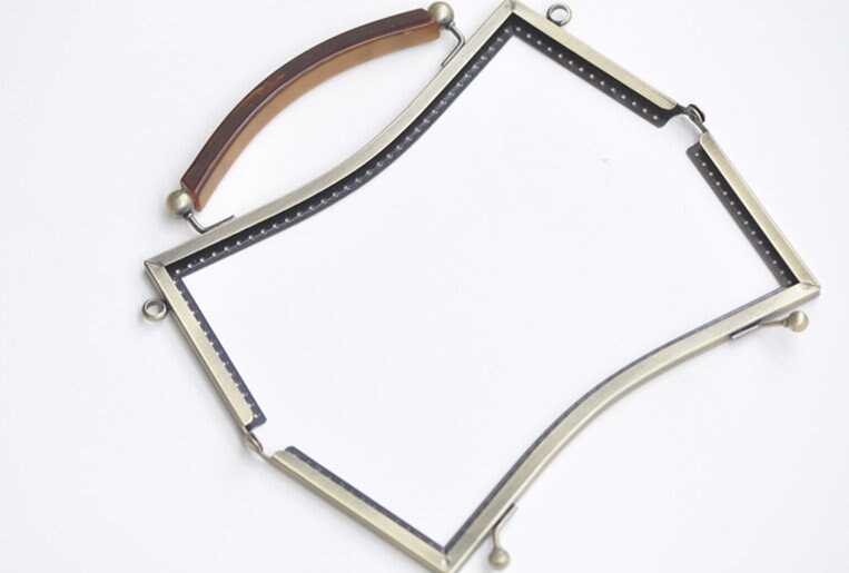 20.5cm / 25cm Retro Sewing Purse Frame / Large Handle Purse Frame Light Gold And Bronze