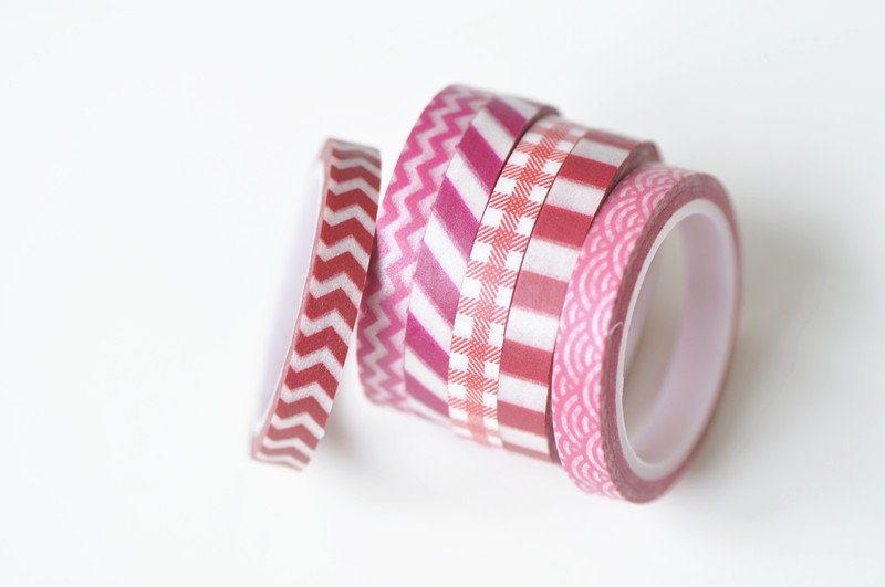 Washi Tape Set of 6 Rolls Japanese Masking Tape 6mm wide x 5M No.12258