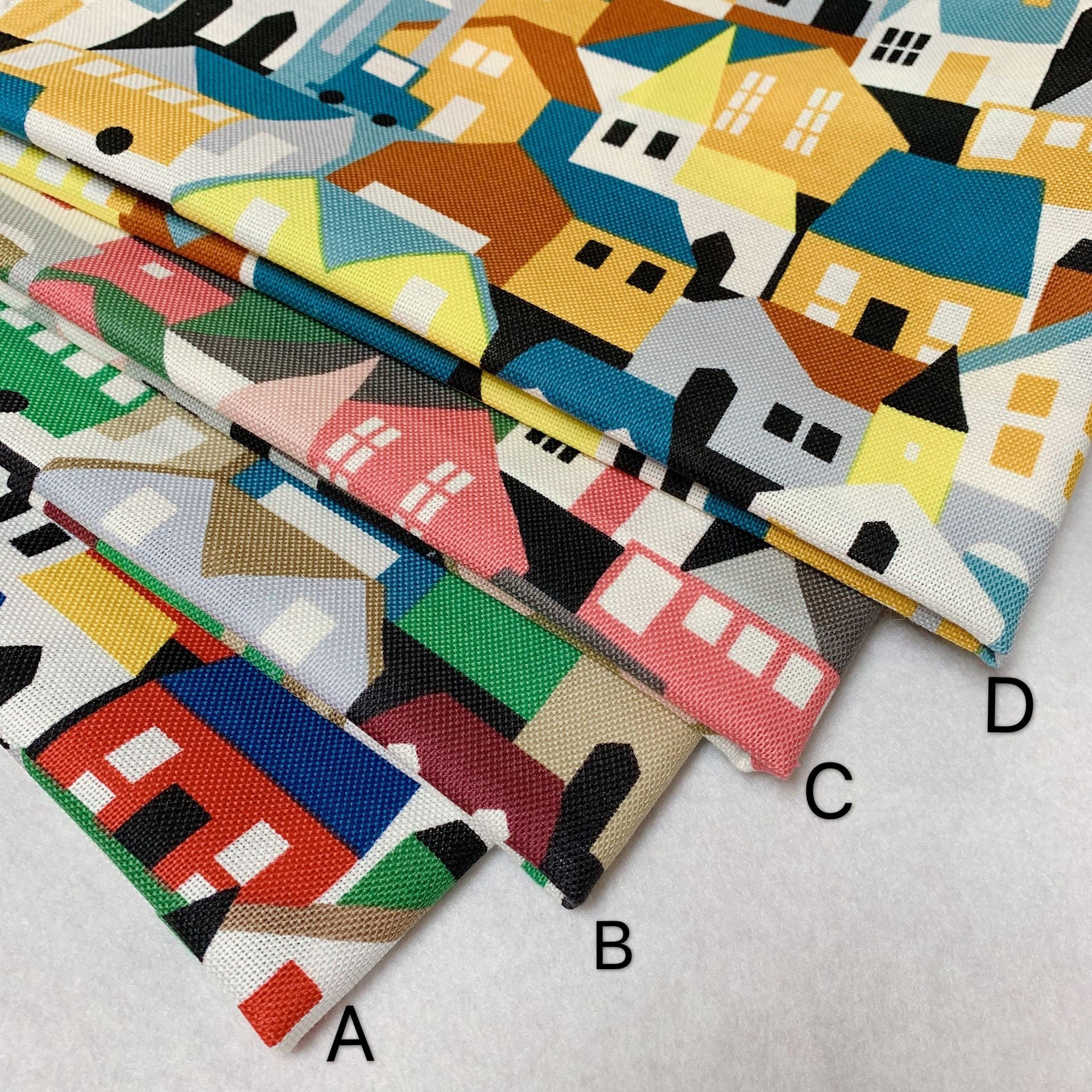 Pure Cotton Fabric Soft With House Pattern Sewing Material 50 x 110cm