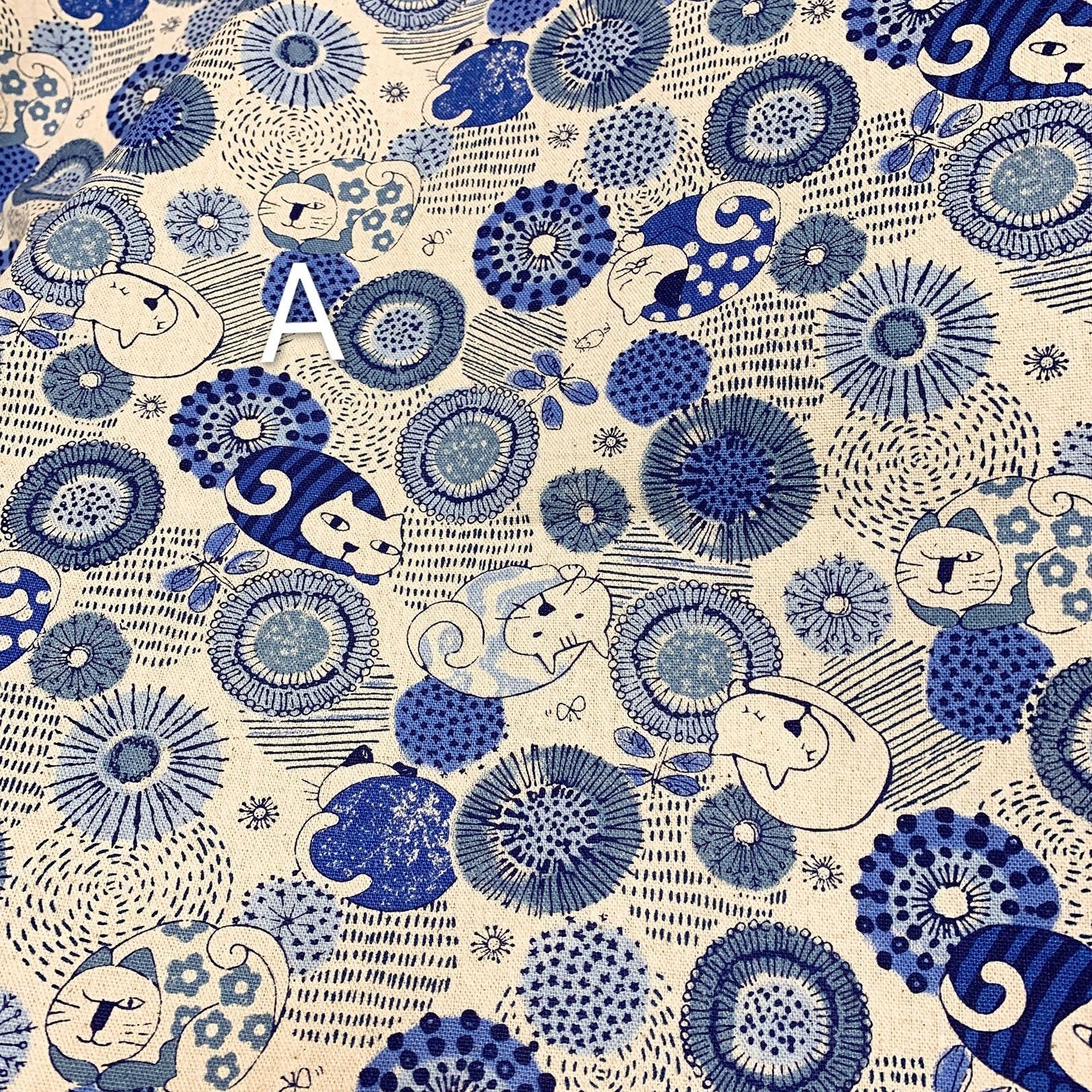 Linen Cotton Fabric Soft With Kitten Pattern Sewing Material 50 x 110cm