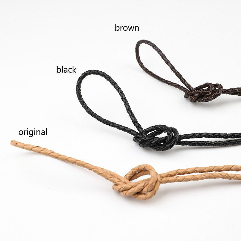 4mm Width Cowhide Braided Leather Strap 50cm
