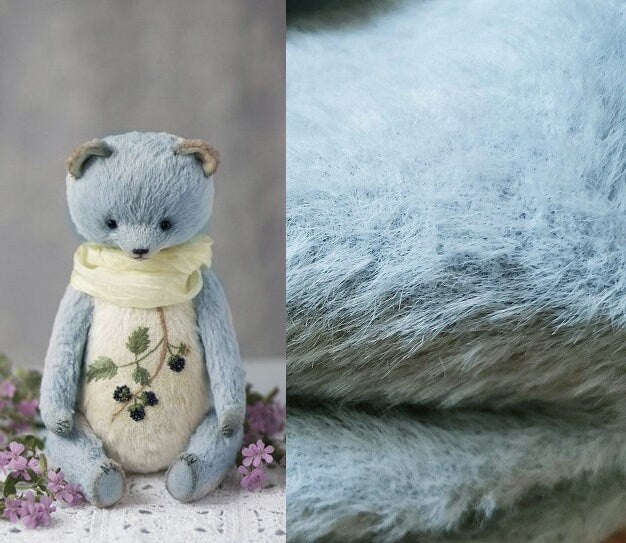 150cm x 48cm ( 59"x 19") Gray Blue Bears Long Fabric Teddy Bears Fur For Teddy Bear Toy Making
