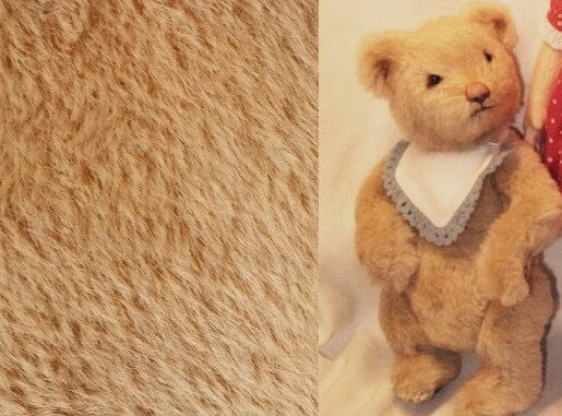Long Pile Fabric Beige Teddy Bears Bear Toy Making Fabric 125cm x 48cm