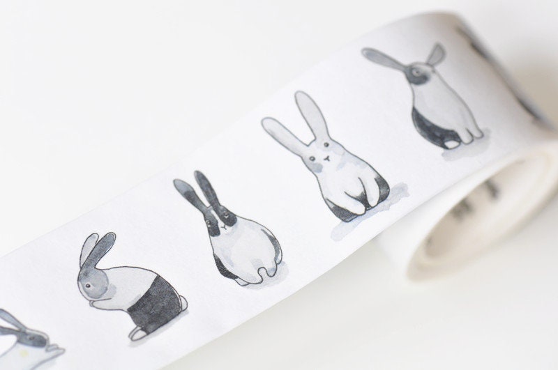 Retro Wide Bunny Masking Tape With Release Paper 30mm Wide x 5 Meters Roll No.12717