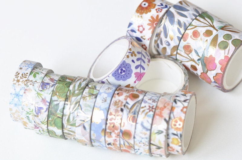 Flower Washi Tape Full Set, Card Scrapbooking Tape, Gift Wrapping Tape Set of 18 No.12354