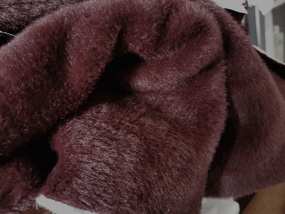 Long Pile Fabric Wine Red Brown Teddy Bears Fabric Bear Toy Making 150cm x 48cm ( 60"x 18")