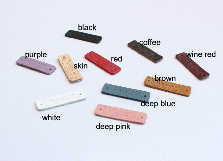 Leather Knitting Label Handmade Sewing Label For Handmade Items Pick Colors 1cm x 3.5cm