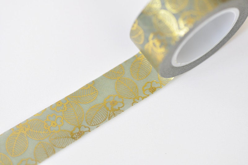 Retro Gold Leaves Washi Tape Scrapbooking Tape 17mm x 10 Meters Roll No.10953