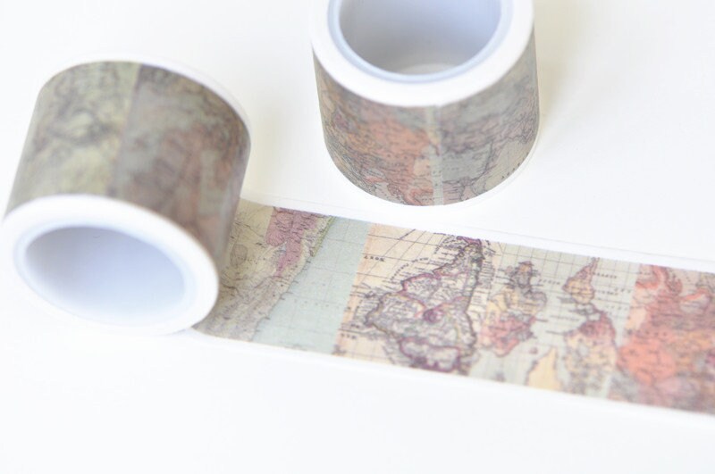 World Map Washi Tape Nautical Map Scrapbooking Tape 30mm Wide x 5M No.10957