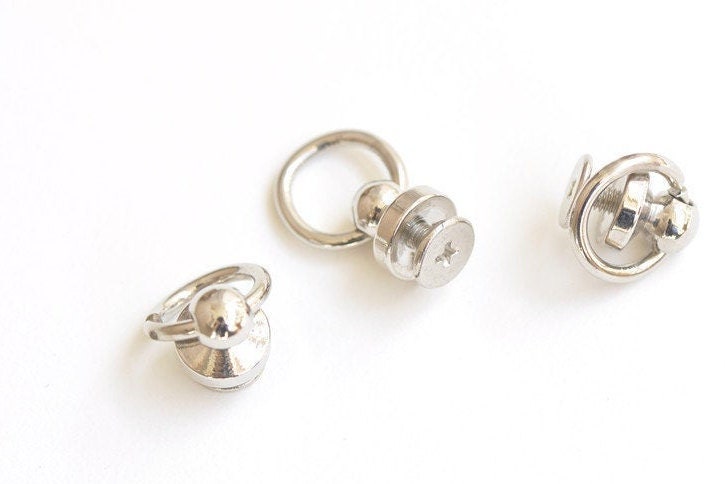 2pcs Brass Screwed Studs Back Pull Ring Button Leather Hardware Ring Inner Size 12mm (1/2") Pick Color