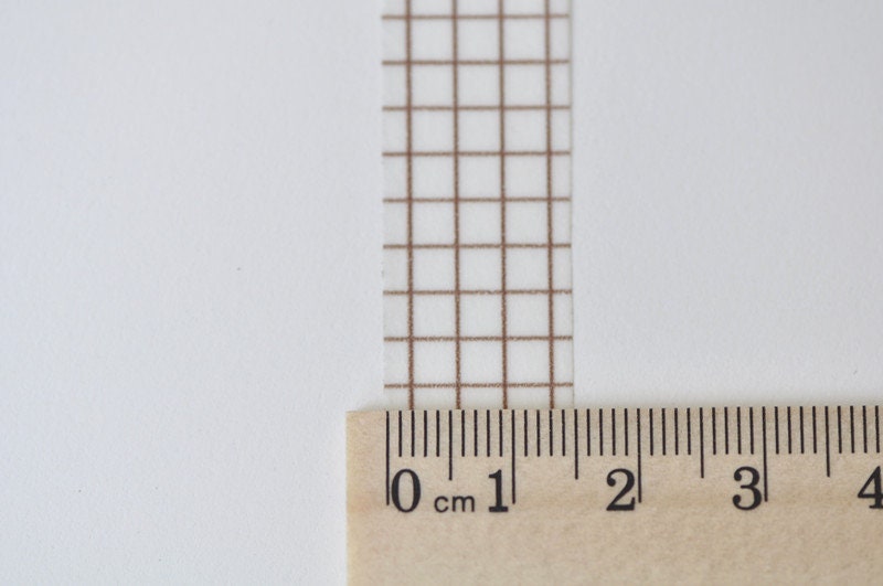 Elegant Brown Grid Pattern Washi Tape Journal Supplies 15mm Wide x 5 Meters No.13352