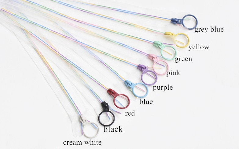 Transparent Handbag Zippers No.3 Rainbow Colors