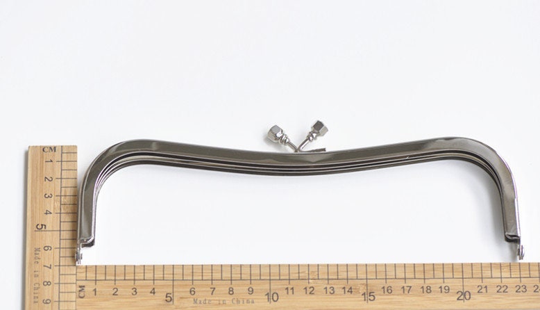 23cm Silver Purse Frame Handle Glue In Bag Hooks 23 x 7cm  ( 9" x 2.7")